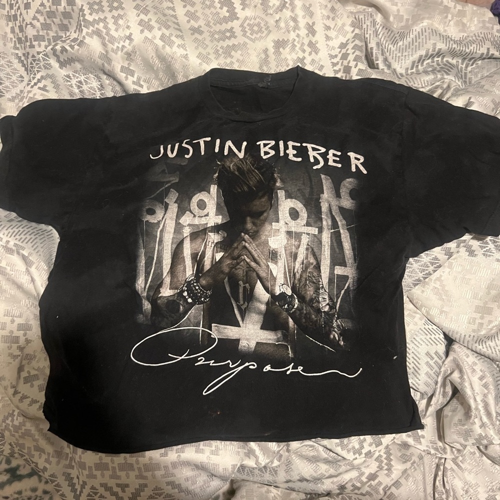 Black Justin Bieber Concert Shirt. Kids size medium.